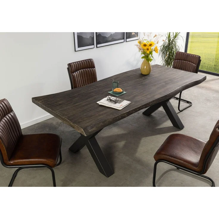 Baumtisch Mango 200x100x77 grau lackiert / X-Beine anthrazit matt FREEFORM 5 – Bild 2