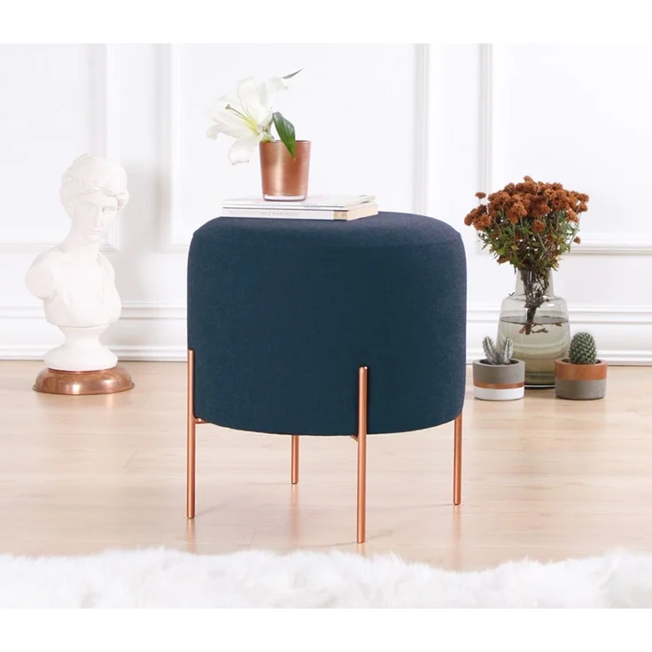 Hanah Home 'Copper 50 - Navy Blue' Pouffe, Marineblau, 40 x 42 x 40 cm – Bild 1
