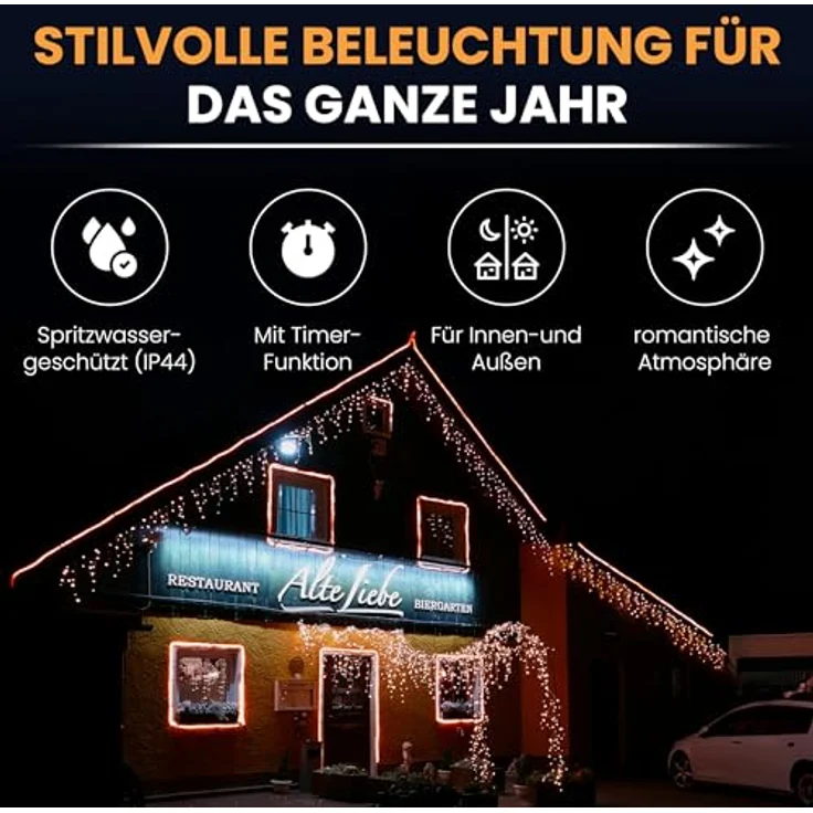 Gartenpirat LED-Lichterkette Eisregen LED-Beleuchtung Weihnachtsdeko für außen mit Timerfunktion, 4,2 m – Bild 3