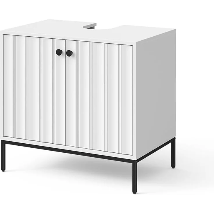 Waschbeckenunterschrank Eliza Weiß Riffel 70 x 63 cm Vicco – Bild 1