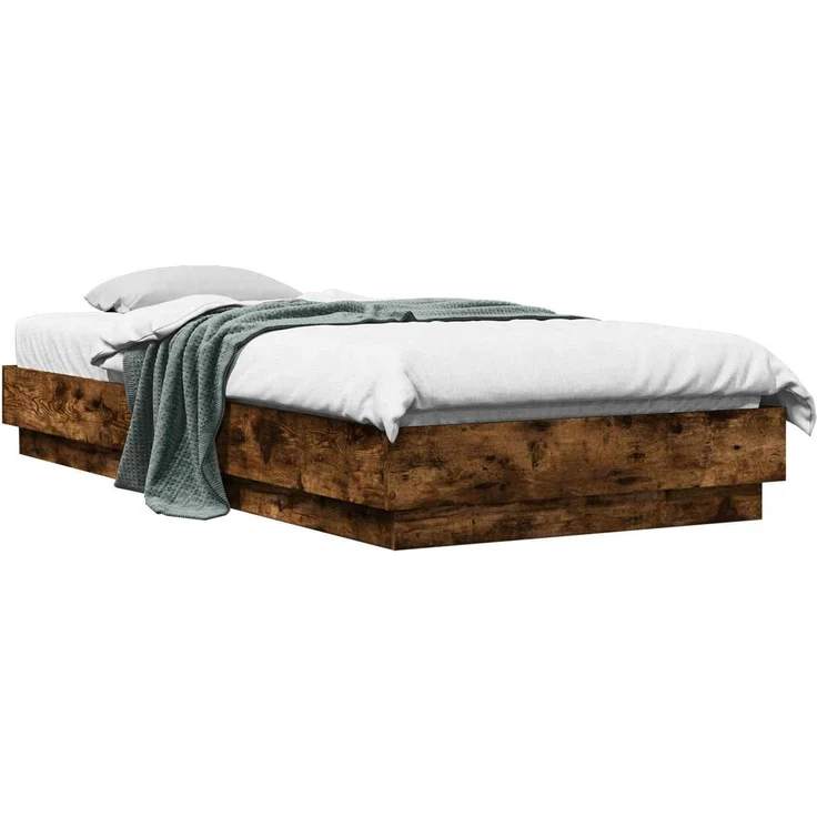 vidaXL Bodenbettgestell Geräucherte Eiche 80 x 200 cm Holzwerkstoff 8009069 – Bild 2