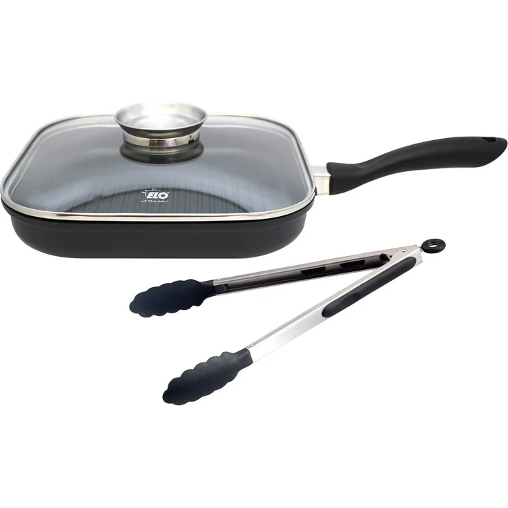 Elo Grillpfanne Alucast, Aluminiumguss (1-tlg), 28x28 cm, ELODUR® Select Versiegelung, Induktion, inkl. Servierzange – Bild 5