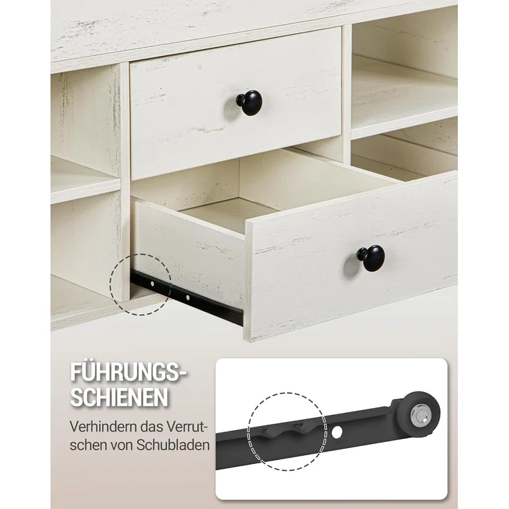 Couchtisch, höhenverstellbar, 2 Schubladen und Versteckter Stauraum, Weiß-Braun, 50 x 100 x 47,3-61,3 cm – Bild 6