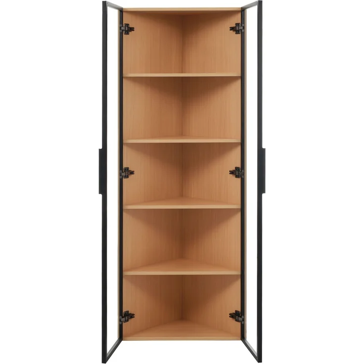 LED-Glasvitrine 62x35x160cm – Außenseite aus Eiche, integrierte Lichtleiste, staubdichter Schrank aus gehärtetem Glas, Eckvitrine mit Tür – Sammlungsvitrine, Bücherregal, Weinschrank,Badezimmerschrank--Eiche--62x35x160cm--YOUDENOVA – Bild 8