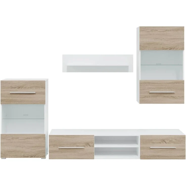 vidaXL 5-tlg. Wohnwand mit LED-Beleuchtung Sonoma-Eiche Holzwerkstoff 3324231 – Bild 4