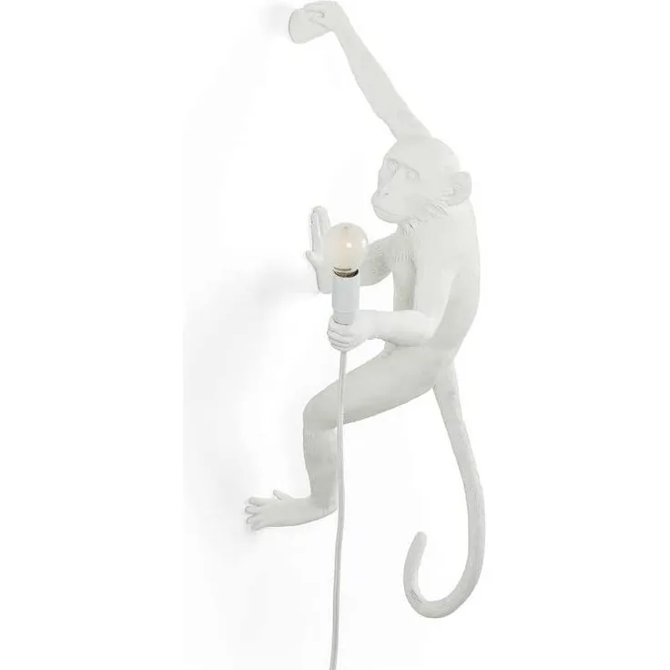 Seletti Monkey Wandleuchte hängend rechte Hand Weiß