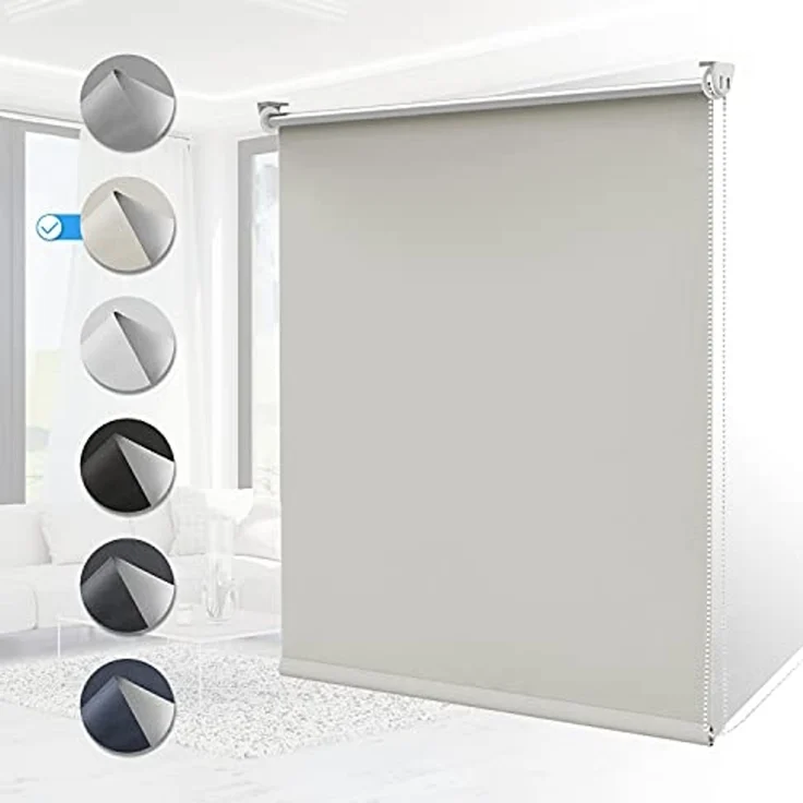 Verdunkelungsrollo Rollos für Fenster und Tür ohne Bohren 85x170 cm Creme Thermo Rollo Klemmfix Verdunklungsrollo Fensterrollo Lichtblick Sicht-und Sonnenschutz Wand-und Deckenmontag – Bild 1