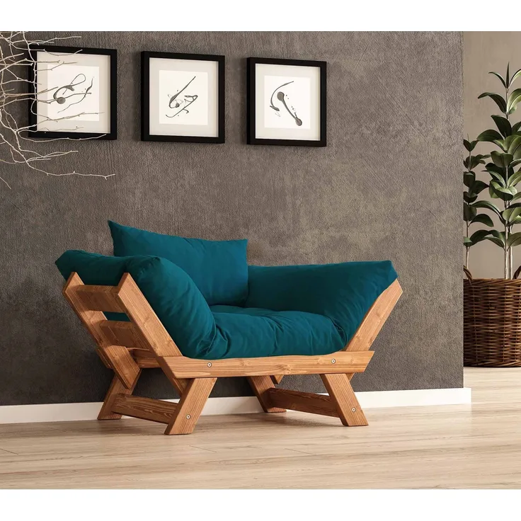 Skye Decor 'CPT8158-140' Garten-Sessel, Teak / Petrolgrün, 108-140 x 75 cm