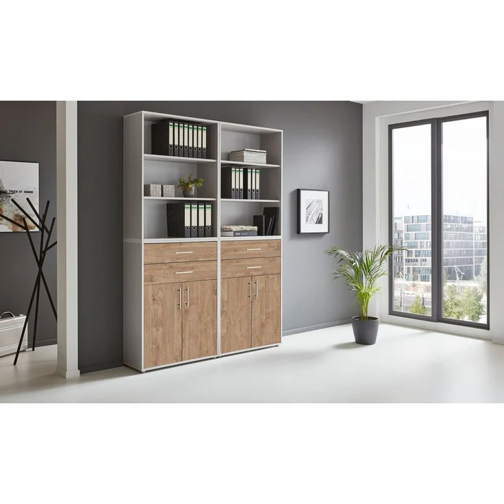BMG Möbel Aktenschrank Office Edition (Set 20, Büroschrank mit Metallgriffen, 4 teilig) mit Schubladen, Gesamtmaß (B/H/T) 84,1 x 227,2 x 33 cm – Bild 2