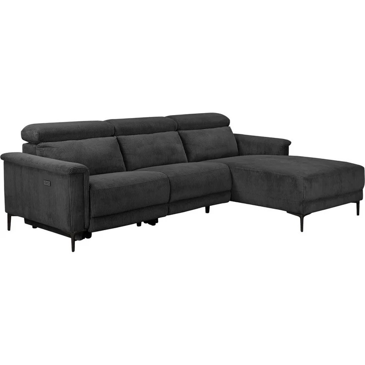 Places of Style Ecksofa Lund in Cord, L-Form, 261 cm, mit manueller, o. elektrischer Relaxfunktion, USB, Kopfteilverstellung – Bild 2