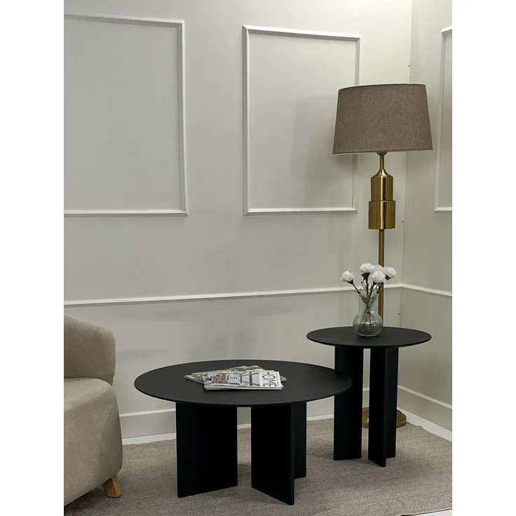 Skye Decor 'Leo (45 + 42) - Black' Couchtisch-Set, Schwarz, 80 x 42 x 80 cm – Bild 3