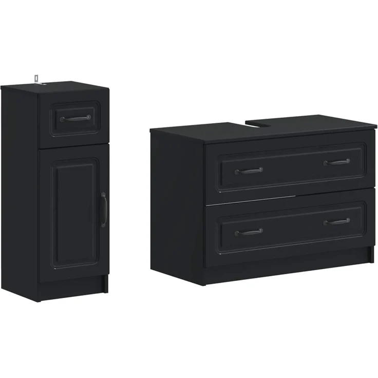 vidaXL 2-teiliges Badezimmer Schrank Set UTRECHT Schwarz Holzwerkstoff 3417730 – Bild 2