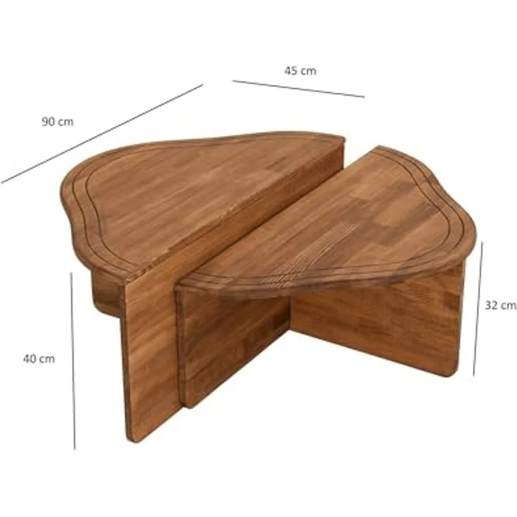 Dmora Couchtisch Juno 90 x 90 x 40h cm Braun Modular – Bild 2