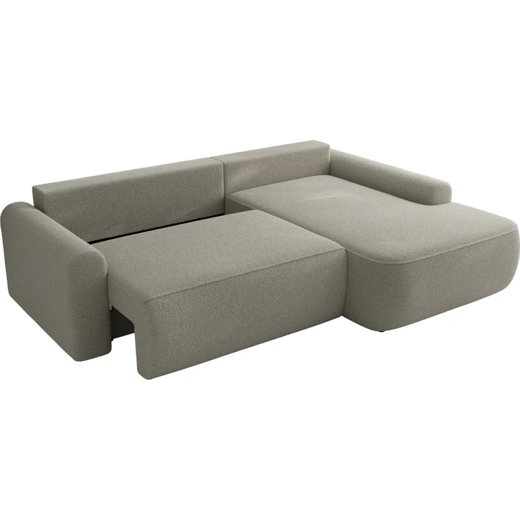 Ecksofa, L-förmiges, lose Kissen, DL-Schlaffunktion, (H 100 x T 187 x B 273 cm) - CUBO L - Boucle Hellgrau - rechte Seite – Bild 5