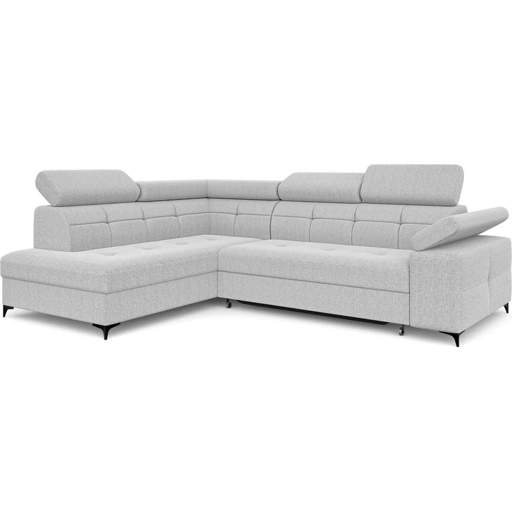 MEBLINI Ecksofa BERGAMO 274x203cm Links - Straciatella Samt Modesto - mit Schlaffunktion und Bettkasten - Höhe 83cm - Sofa mit Relaxfunktion - Couch L-Form - Eckcouch - Wohnlandschaft – Bild 2