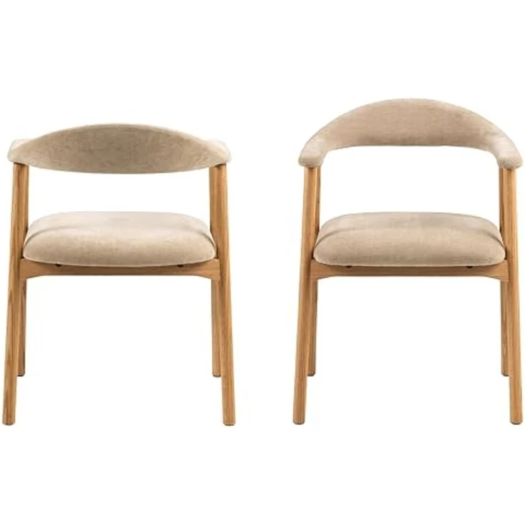 ACTONA GROUP Holzstuhl (2er-Set) in Beige, Polyester, Massivholz - 56x75,5x54 (BxHxT) (2er-Set) – Bild 3