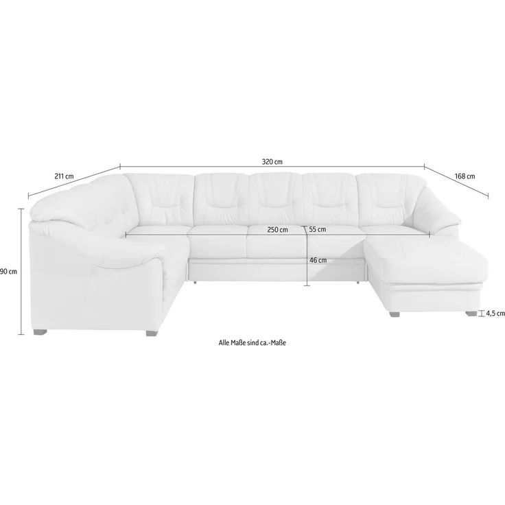 sit&more Wohnlandschaft Savona U-Form, wahlweise mit Bettfunktion, inklusive Federkern, frei im Raum stellbar – Bild 3