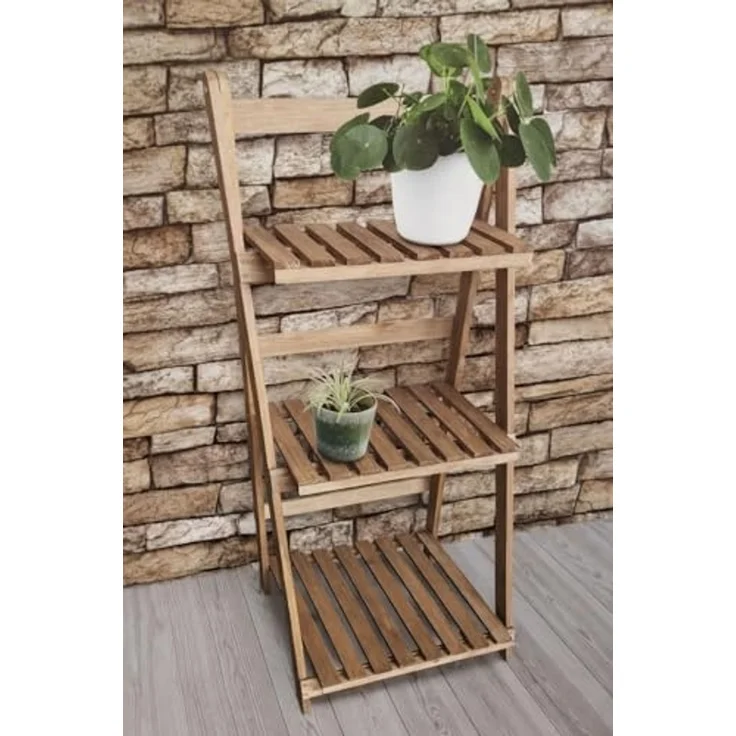 sesua Pflanzentreppe Pflanztreppe Holz klappbar 3 Ebenen 99,5 cm Blumentreppe Blumenleiter (1 St) – Bild 3