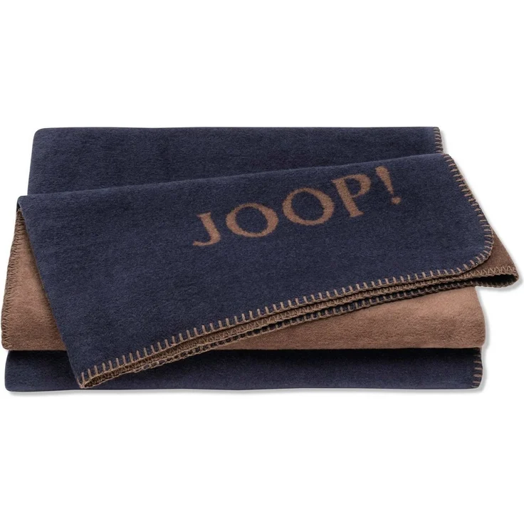 JOOP! 'Uni-Doubleface' Wohndecke, Baumwollmischgewebe, marine / karamell, 150 x 200 cm – Bild 5