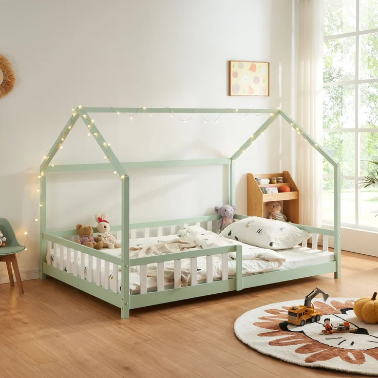 Hausbett Hesel mit Rausfallschutz 120x200cm Mintgrün [en. casa] – Bild 1