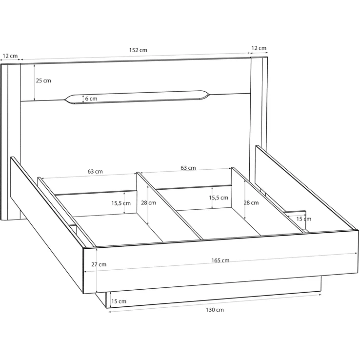 Stauraumbett >EDWAL< Lift-Lattenrost, sandfarbig / Eiche Dekor - 176,2x105,7x206,6cm BxHxT – Bild 7