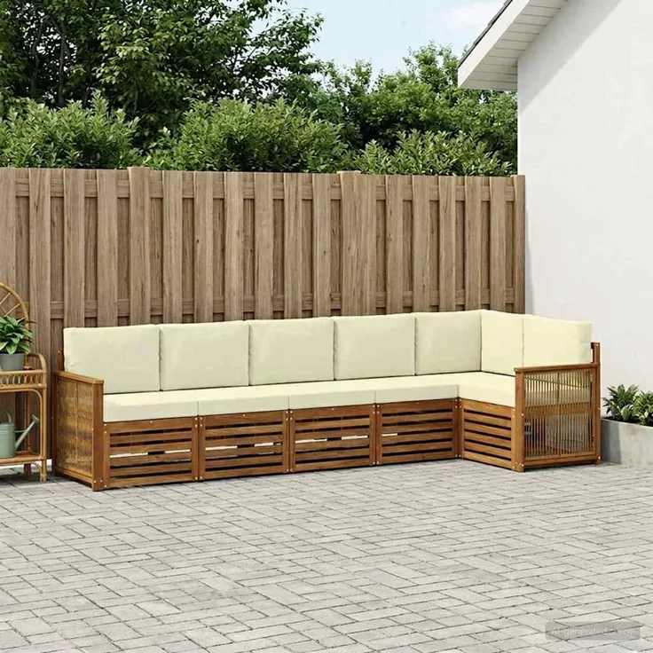 vidaXL Outdoor-Sofagarnitur 6 stk. 6-Sitzer Natur und Creme 3384416