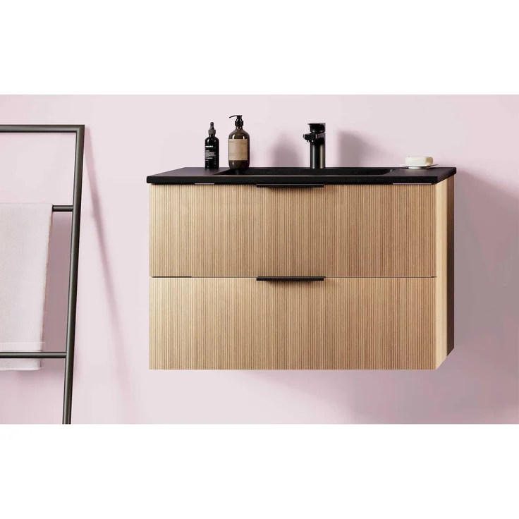 Waschtisch-Set vito Menzo / Sheffield, Holzwerkstoff, Schwarz, Holzfarben, 80 x 54 x 47 cm – Bild 7