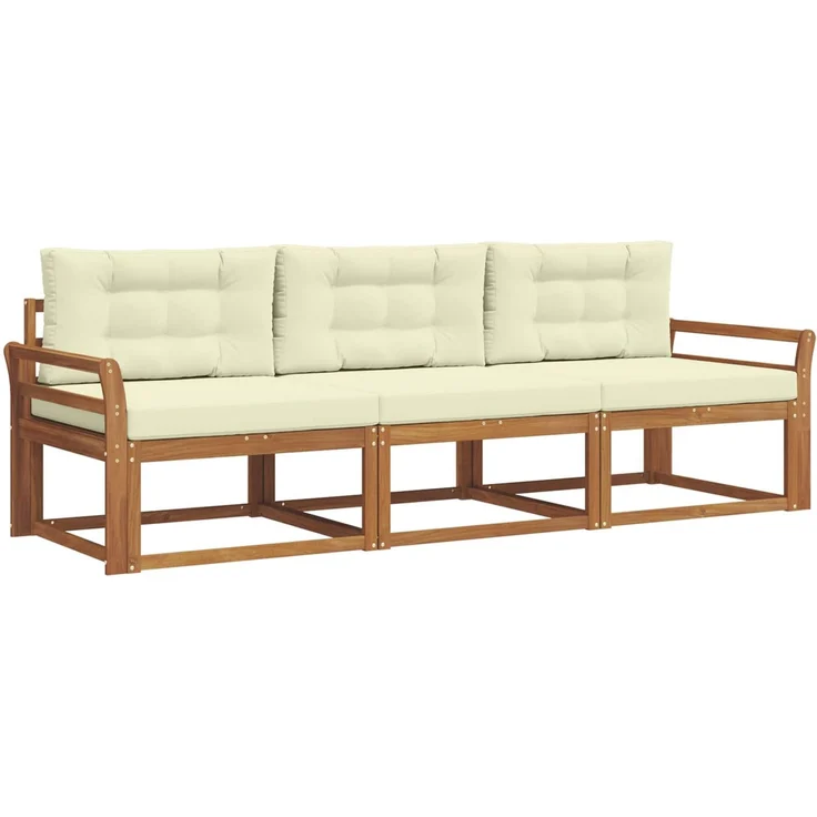 vidaXL Outdoor-Sofagarnitur 3 stk. 3-Sitzer Natur und Creme 3367123 – Bild 2
