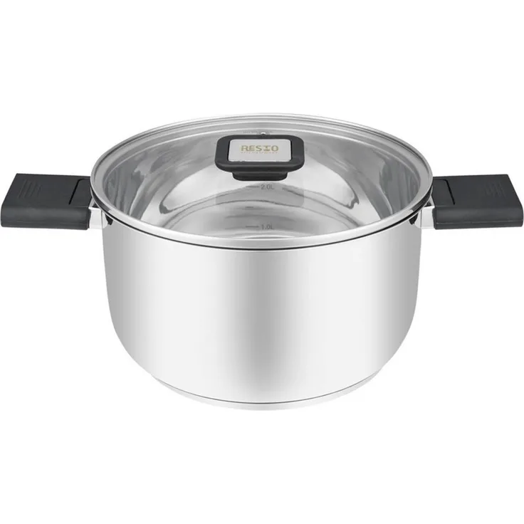 RESTO Kitchenware Kochtopf Anser, energiesparend und spülmaschinenfest, im Geschenkkarton, Edelstahl 18/10 (2-tlg), Geeignet für alle Herdarten, auch Induktion, mit klappbaren Griffen