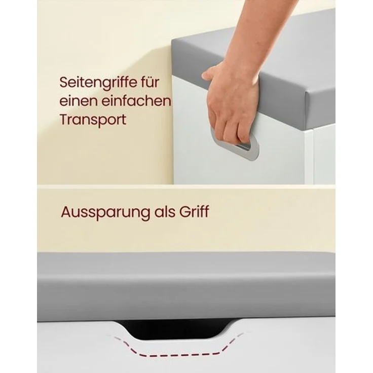 Vasagle Schuhbank mit Sitzfläche, Holzspanplatte, 30 x 80 x 44 cm, wolkenweiß – Bild 4