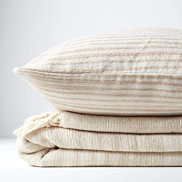 Plaid Gestreifter Chenille-Überwurf, 100% Baumwolle, beige, 150 x 200 cm, Homescapes – Bild 7