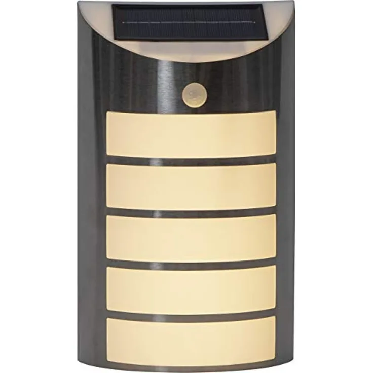 Outdoor Wandlampe ,Wally', Solarbetrieb, Dämmerungssensor + Bewegungsmelder, warmweiß, 26,5cm