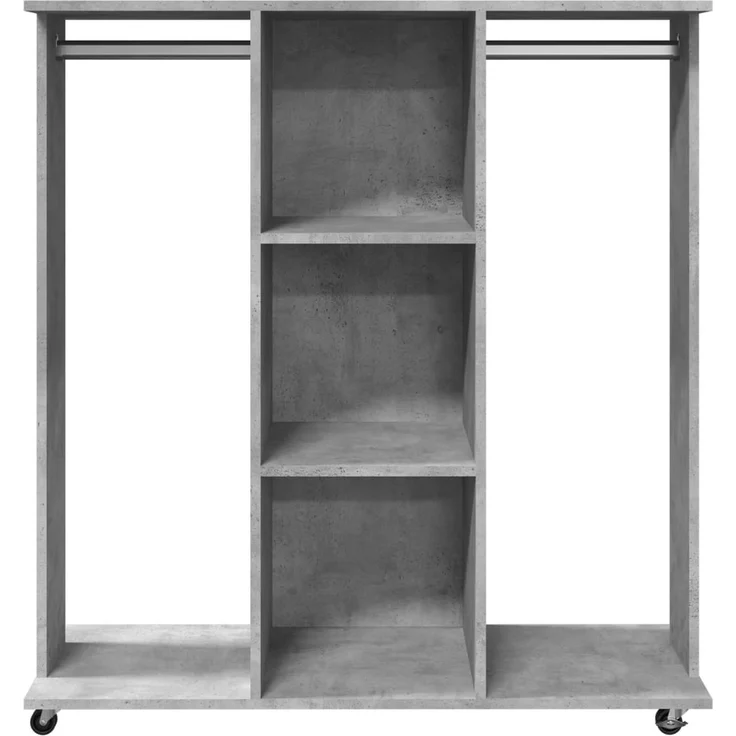 vidaXL Kleiderständer mit Rollen Betongrau 102x38x110 cm Holzwerkstoff 848034 – Bild 3