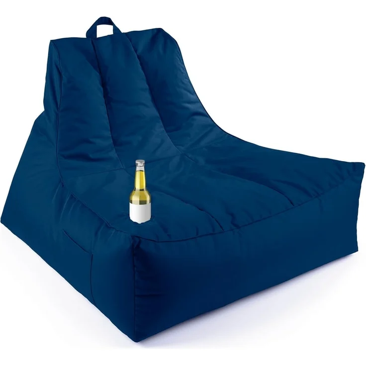 Lumaland Sitzsack-Lounge In-& Outdoor 380l navyblau mit Flaschenhalter – Bild 1