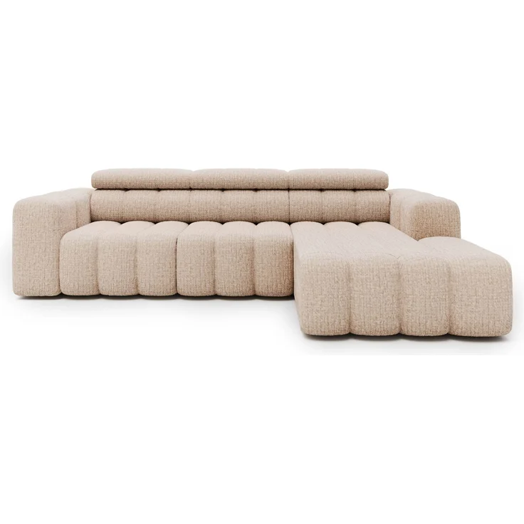 Ecksofa Ottomane rechts Chenille 289x188x78 beige KONSTANTIN – Bild 2