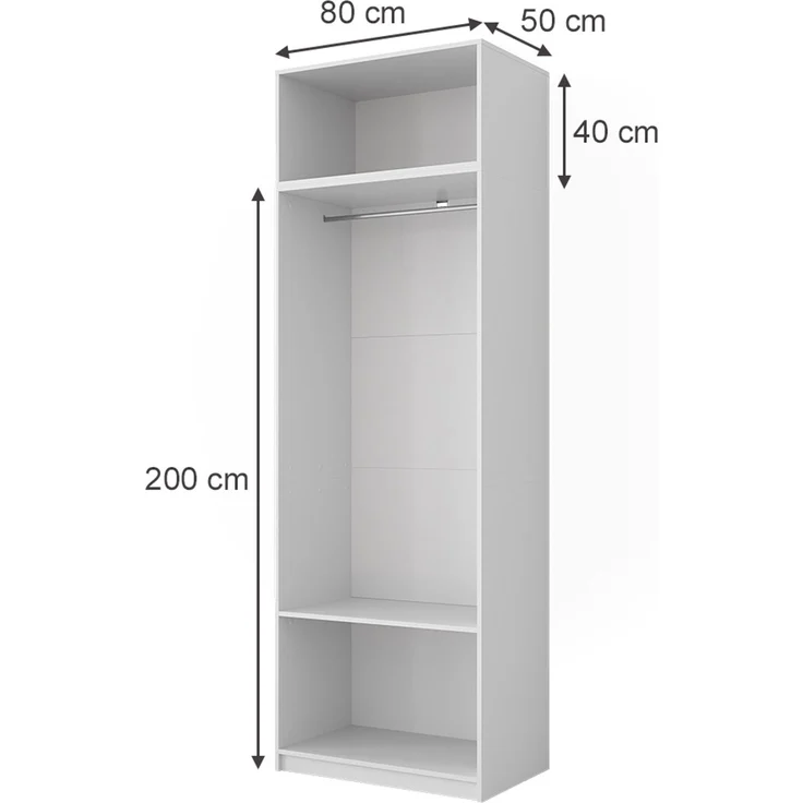 Kleiderschrank Elmo Weiß 80 x 50 cm 2er Set Vicco – Bild 2