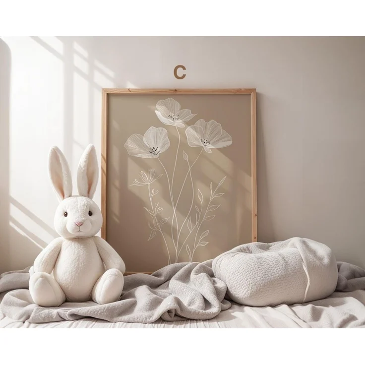 JUSTGOODMOOD Poster Boho Babyzimmer Regenbogen Herzen Blumen Sonne Häuser MutterKind Scand, (1 St) – Bild 4