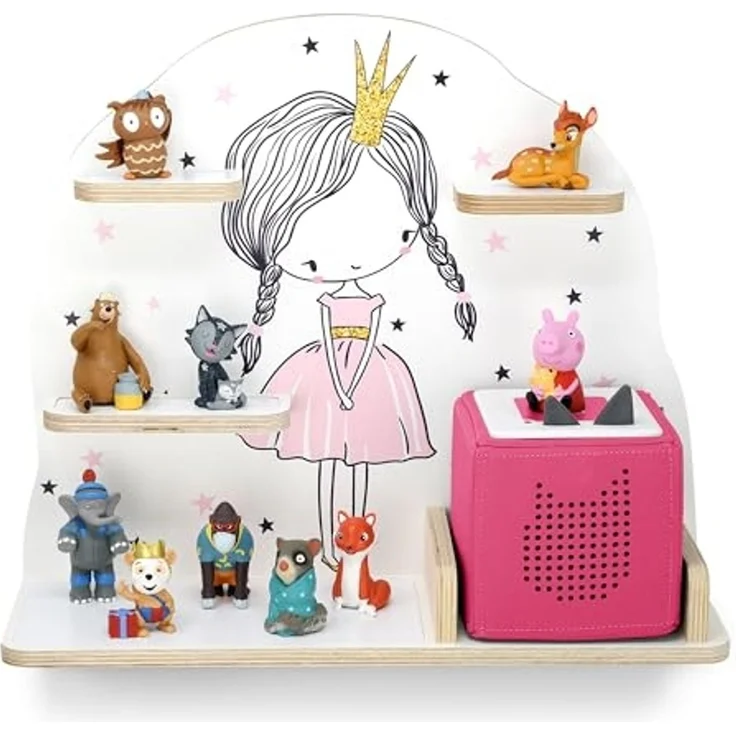 stadtecken Kinder Regal für Musikbox I Geeignet für die Toniebox und ca. 50 Tonies I Perfekte Aufbewahrung für Kinderzimmer I zum Aufstellen oder Aufhängen (Prinzessin, Mittel) – Bild 1