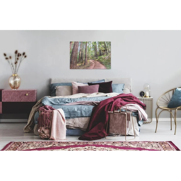 Leinwandbild Wald Pfad Grün Braun 90x60 DD120304 Keilrahmen Wandbild Leinwand – Bild 2