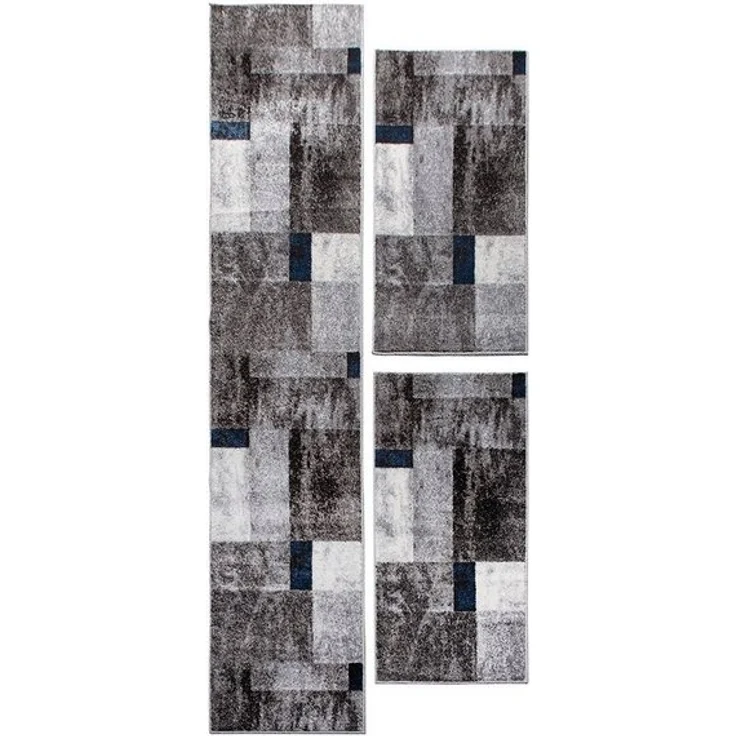 oKu-Tex Bettumrandung PHOENIX, Bettvorleger-Set, 3-tlg. Schlafzimmer, Höhe 11 mm, (Set, 3-tlg. 1 x 67 x 340 cm + 2 x 67 x 140 cm), Bettumrandung 3 teilig, weicher Kurzflor, modernes Design, meliert – Bild 4