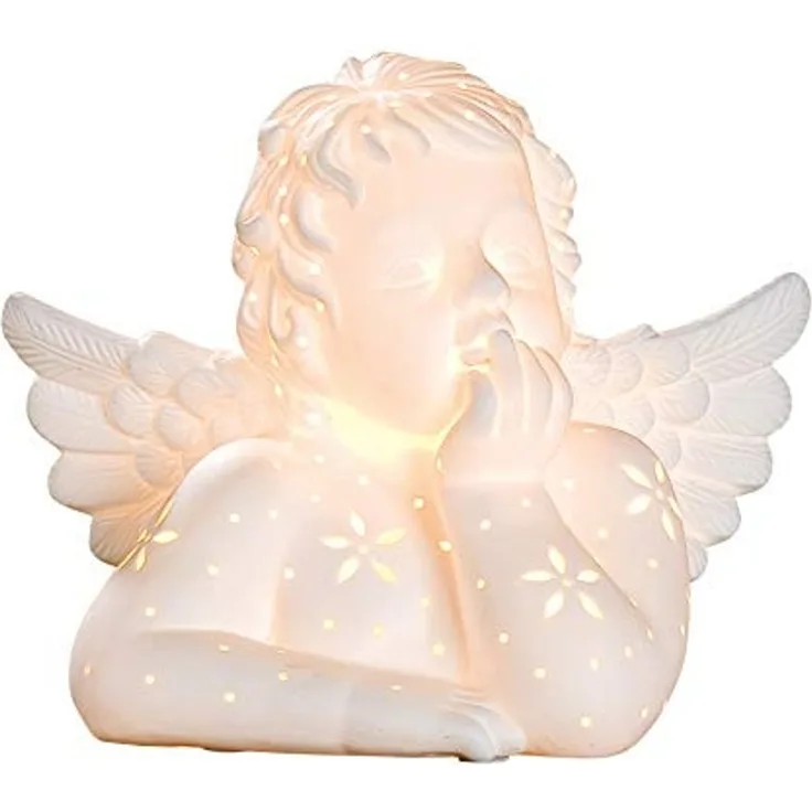 GILDE Tischleuchte Engel Raffael 22677 Porzellan Matt Weiß 25 cm E14, ohne Leuchtmittel