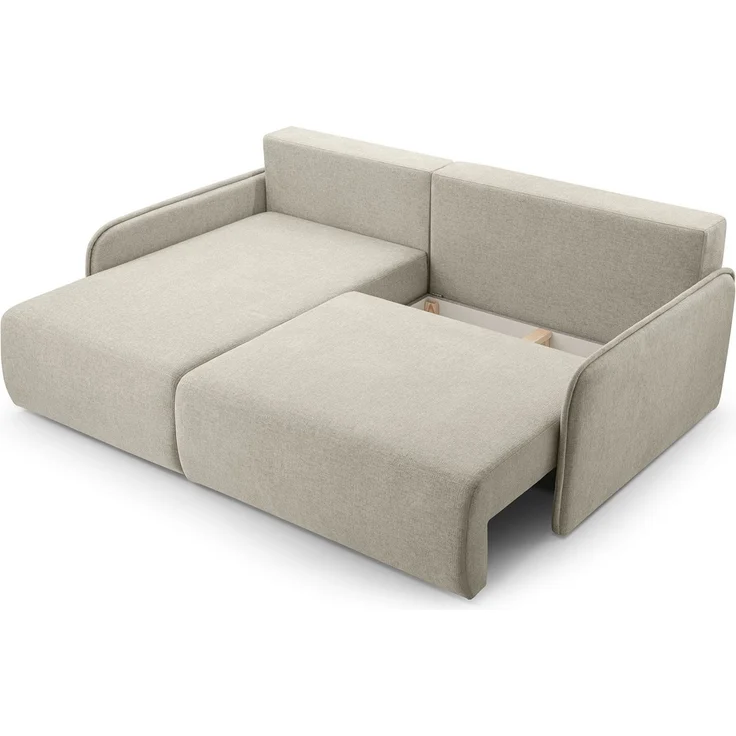 Selsey 'Netarro' Ecksofa mit Schlaffunktion, Bettkasten und Chenille-Bezug, beige, links – Bild 6
