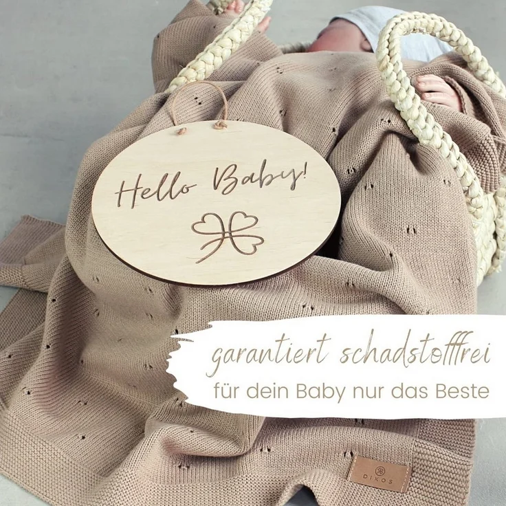 Babydecke DIKOS® Babydecke aus *100%* Bio Baumwolle, Strickdecke, Geschenk, DIKOS, PREMIUM Qualität, 75x100 cm, atmungsaktiv, nachhaltig, kuschelweich – Bild 2