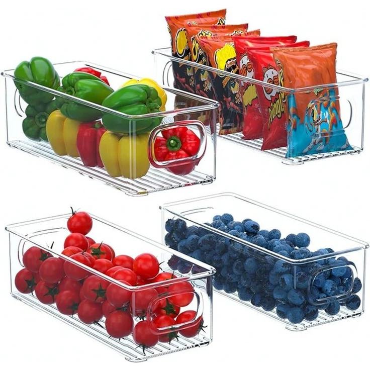 TUWENA Aufbewahrungsbox Kühlschrank Organizer Set mit Griff, Stapelbare Aufbewahrungsbox, Aufbewahrung Boxen für Küchen, Schränke, Gefrierschrank - BPA Frei – Bild 4