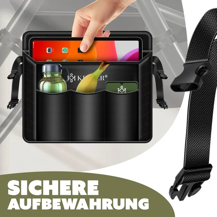 KESSER® 'BALI' Hängesessel, mit Gestell, bis 150kg, für Indoor und Outdoor + Kissen & Seitentasche, Stahlgestell/Schaumstoff Schwarz, 167,5 x 140 x 115,5 cm – Bild 7