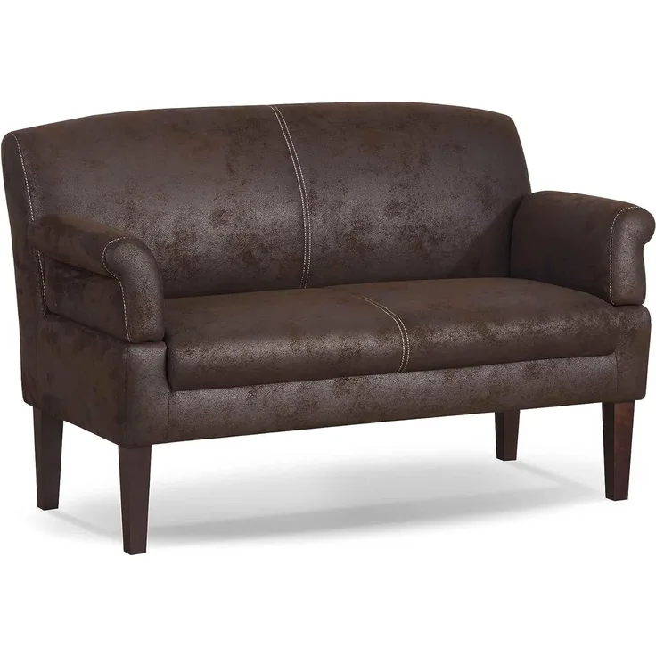 CAVADORE 2-Sitzer Sofa Malm mit Federkern für Küche, Esszimmer oder Wohnküche / Küchensofa, Essbank im rustikalen Design mit Armteilfunktion / Antiklederoptik Dunkelbraun / 152 x 97 x 78, Cchocco