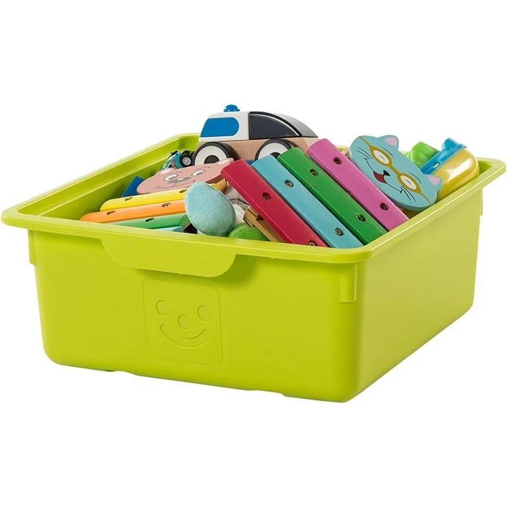 Iris Ohyama, Kunststoff-Aufbewahrungsbox für Kinder, 2er-Set, 10 l, BPA-frei -KDL-330 - Grün, stapelbar, Verschlussclips - B33 x T31,5 x H13,5 cm – Bild 1