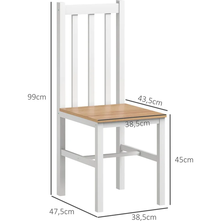 MELAYR, 4er-Set Küchenstühle Esszimmerstühle Stühle, Massivholz, modernes Design, 38 5 cm x 47.5 cm x 99 cm, Naturholz – Bild 5