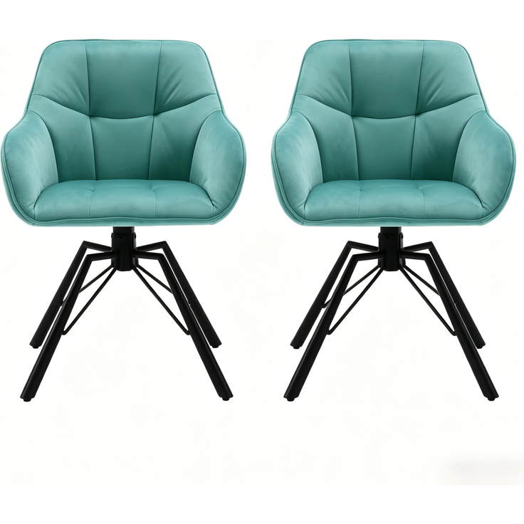 Esszimmerstuhl 57x41x82,5 cm im 2er-Set, drehbar mit Armlehnen und Samtbezug – Bild 9