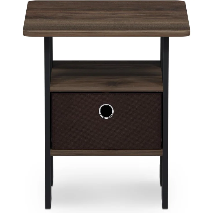 Furinno Andrey Beistelltisch Nachttisch mit Schublade, Holz, Walnuss/Dunkelbraun, 39. 37x39. 37x44. 45 cm – Bild 6
